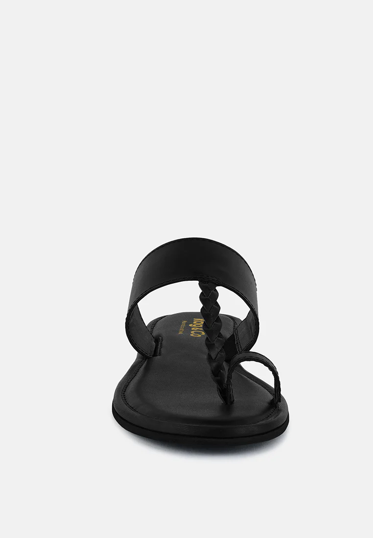 HARRIS Black Toe Ring Braided Slip Ons - Image 3