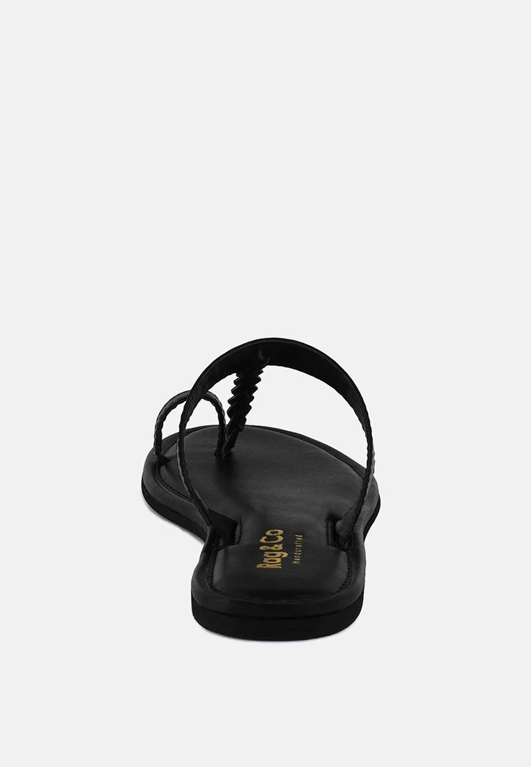 HARRIS Black Toe Ring Braided Slip Ons - Image 5
