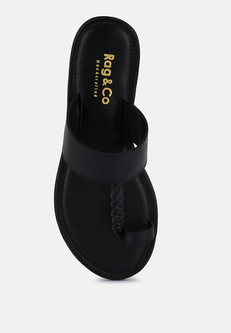HARRIS Black Toe Ring Braided Slip Ons - Image 6