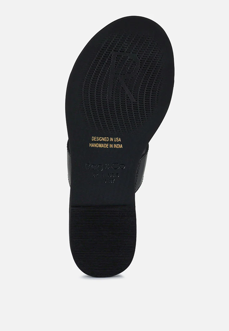 HARRIS Black Toe Ring Braided Slip Ons - Image 7