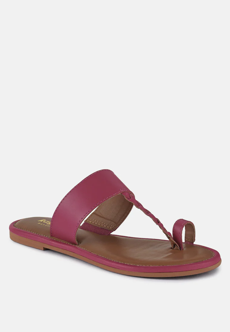 HARRIS Fuchsia Toe Ring Braided Slip Ons - Image 2