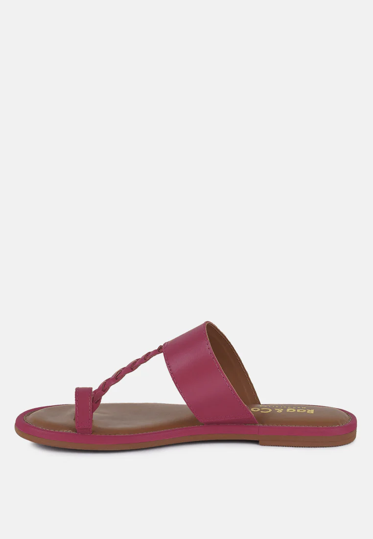 HARRIS Fuchsia Toe Ring Braided Slip Ons - Image 4