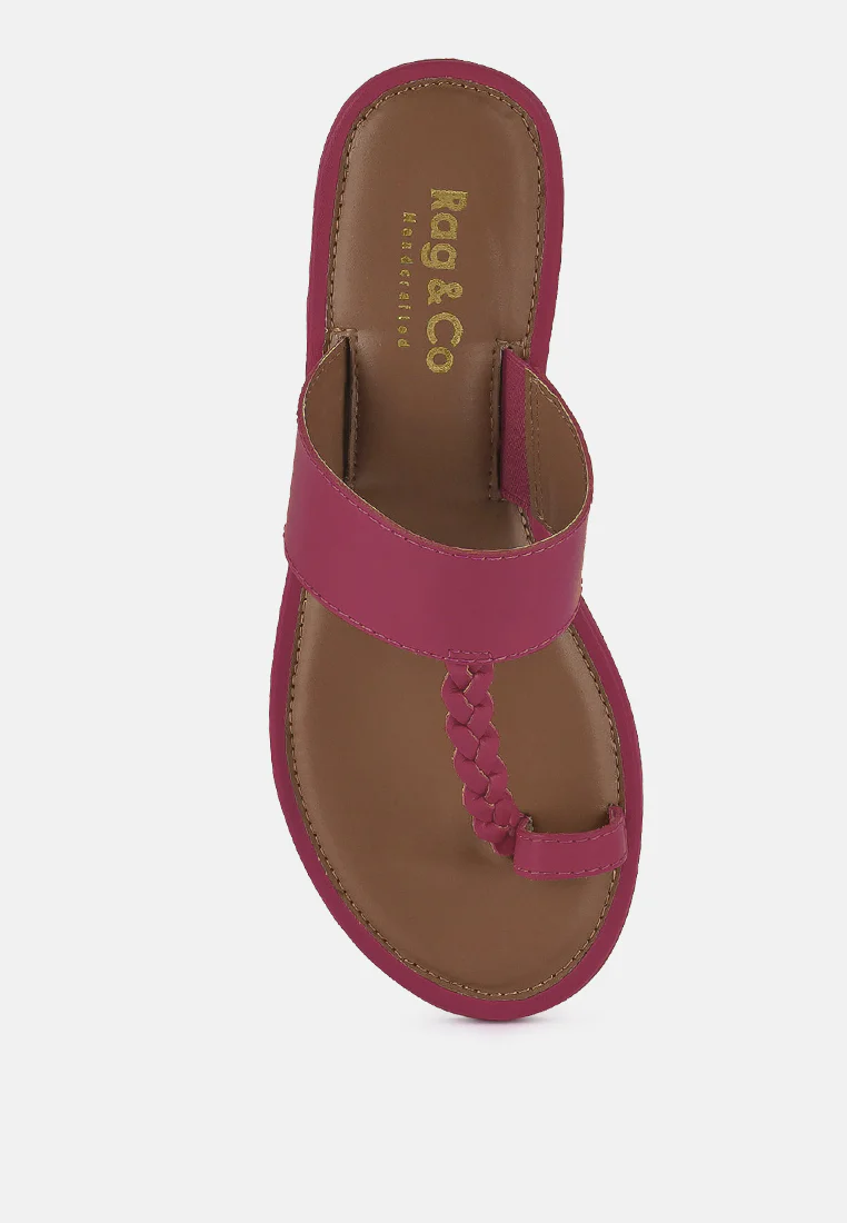 HARRIS Fuchsia Toe Ring Braided Slip Ons - Image 6