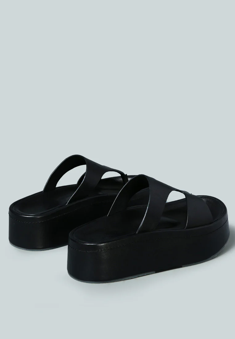 HATHAWAY Slip-On Platform Sandal in Black - Image 4