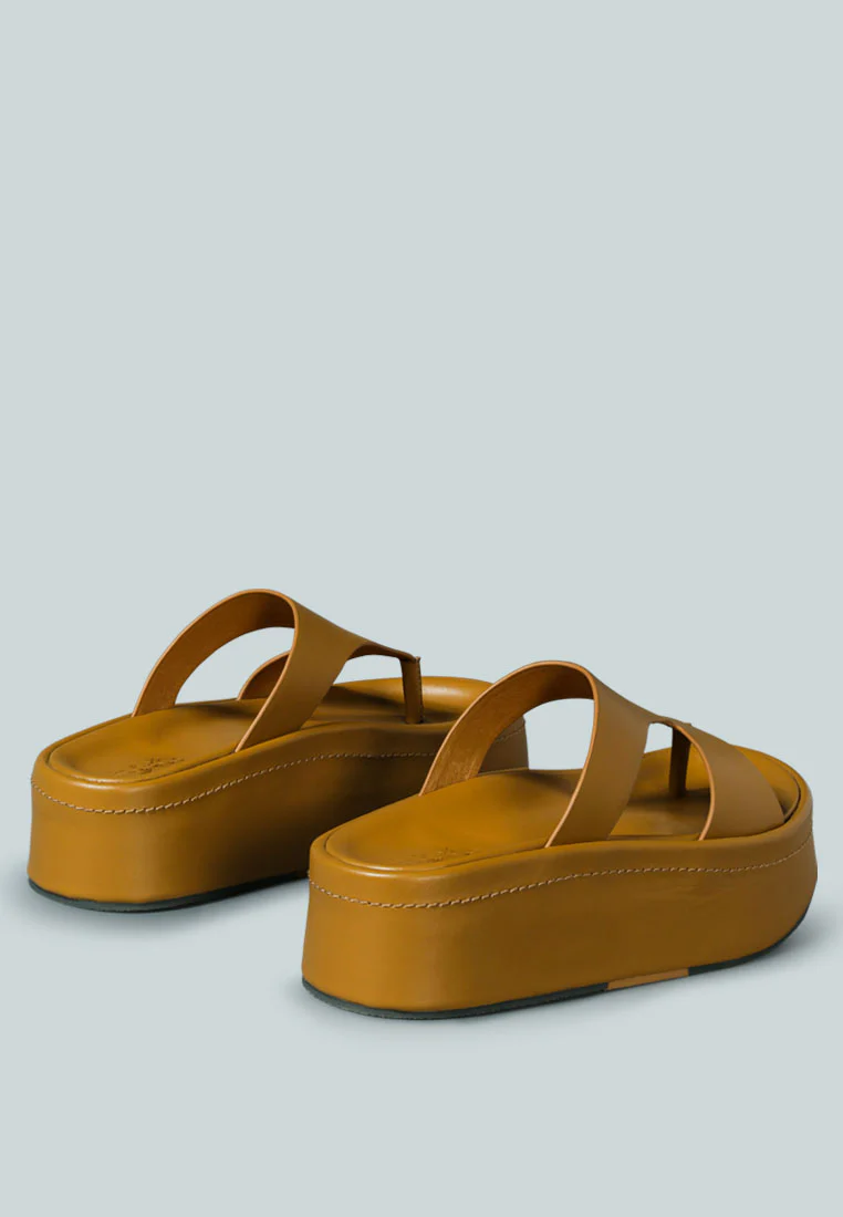 HATHAWAY Slip-On Platform Sandal in Tan - Image 4