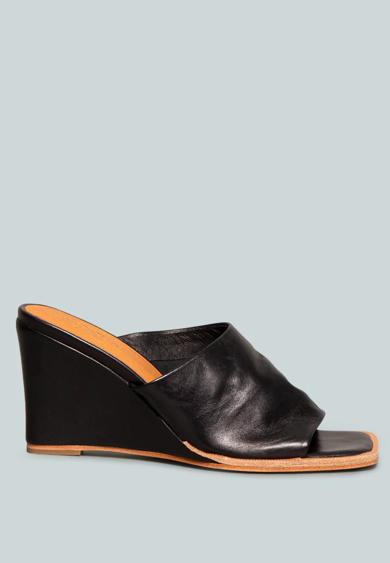 HEPBURN Black Sliders Wedge Sandals - Image 2