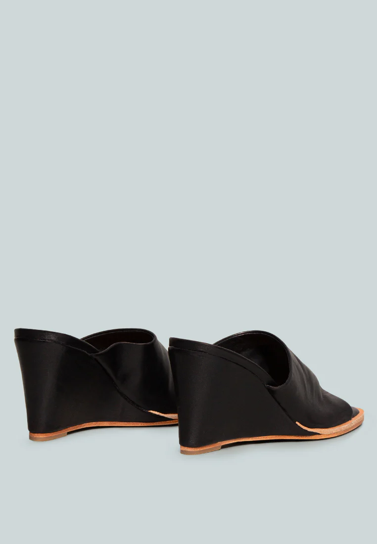 HEPBURN Black Sliders Wedge Sandals - Image 3