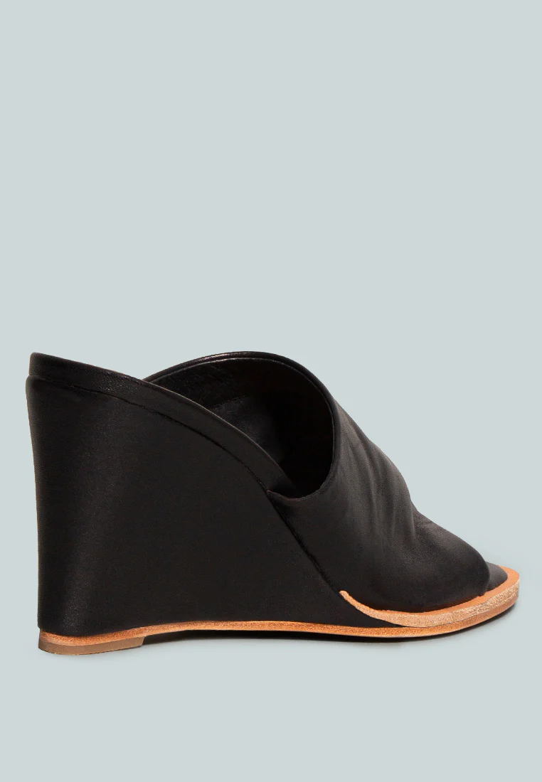 HEPBURN Black Sliders Wedge Sandals - Image 4