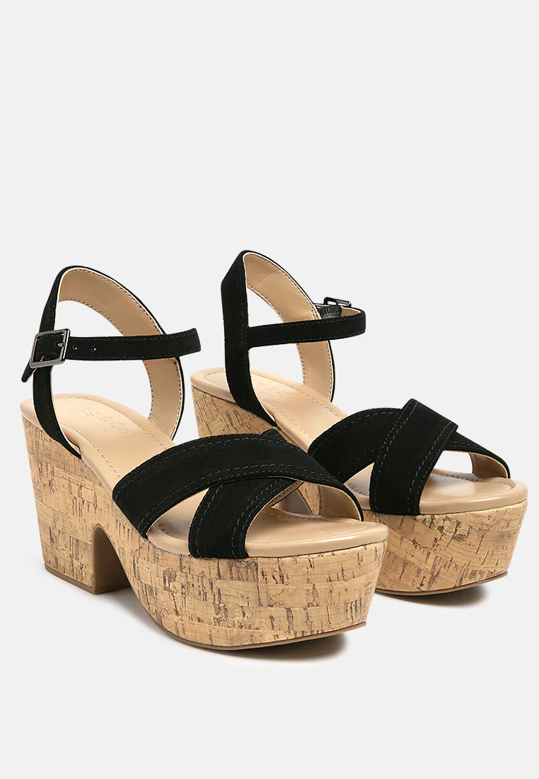 ULLA High Heeled Block Sandal in Black - Image 3