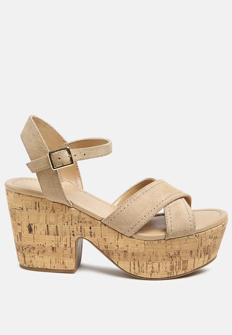 ULLA High Heeled Block Sandal in Nude