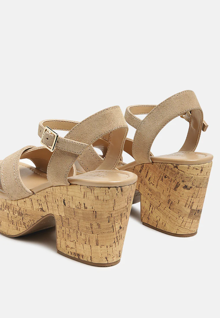 ULLA High Heeled Block Sandal in Nude - Image 4