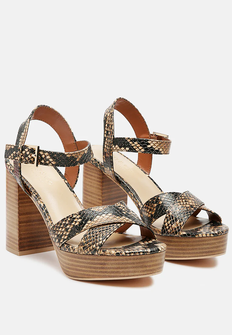 CHYPRE High Heeled Block Sandal In Tan - Image 2