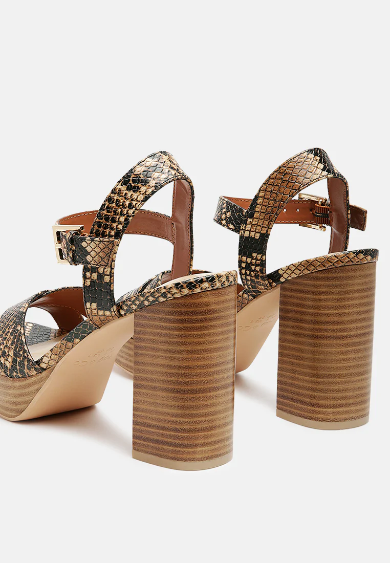 CHYPRE High Heeled Block Sandal In Tan - Image 3