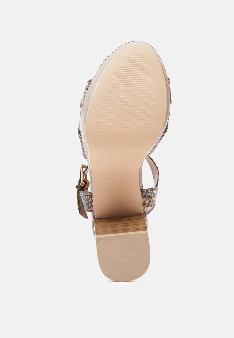 CHYPRE High Heeled Block Sandal In Tan - Image 4