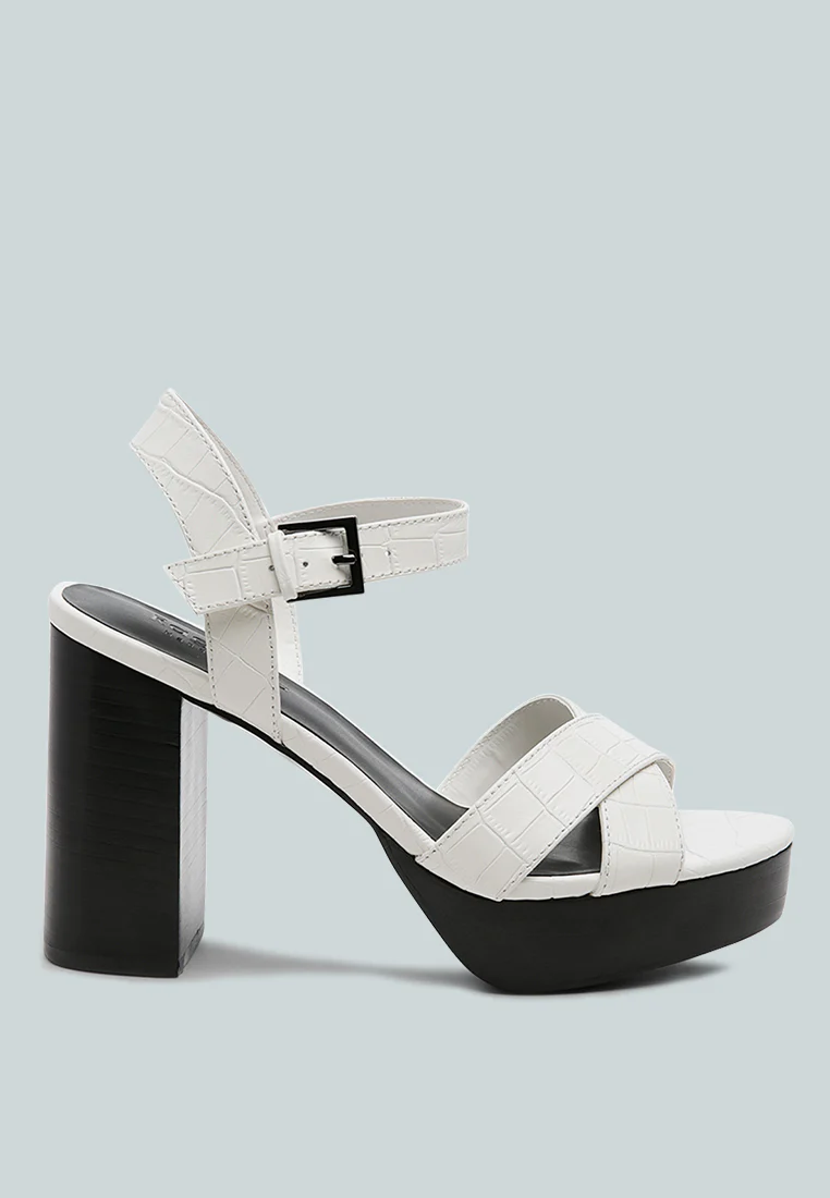 CHYPRE High Heeled Block Sandal In White - Image 2