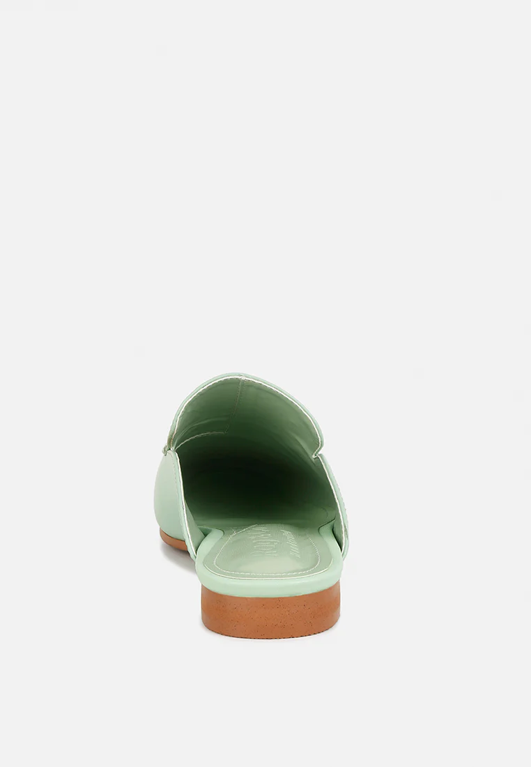 KRISTY Horsebit Embellished Mules in Mint Green - Image 5