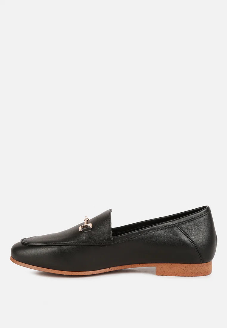 DARETH Horsebit Flat Heel Loafers in Black - Image 3