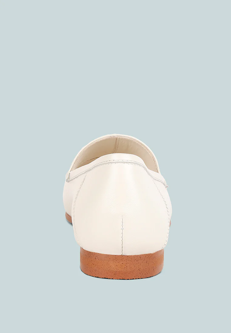 DARETH Horsebit Flat Heel Loafers in Off White - Image 5