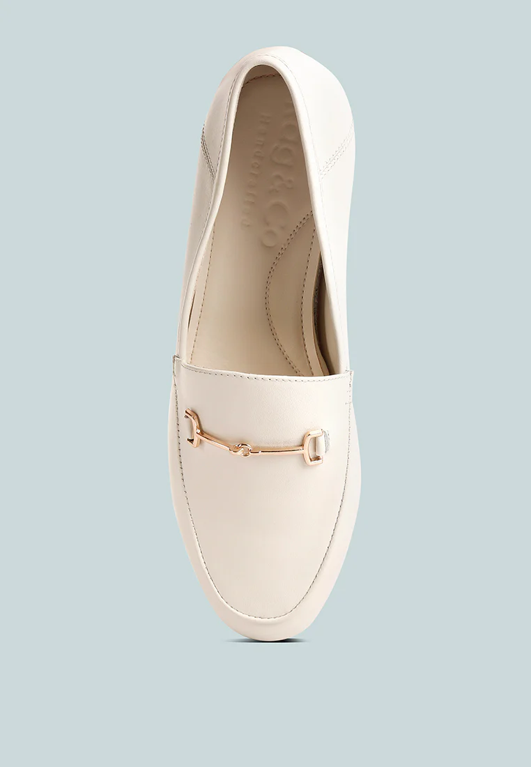 DARETH Horsebit Flat Heel Loafers in Off White - Image 6