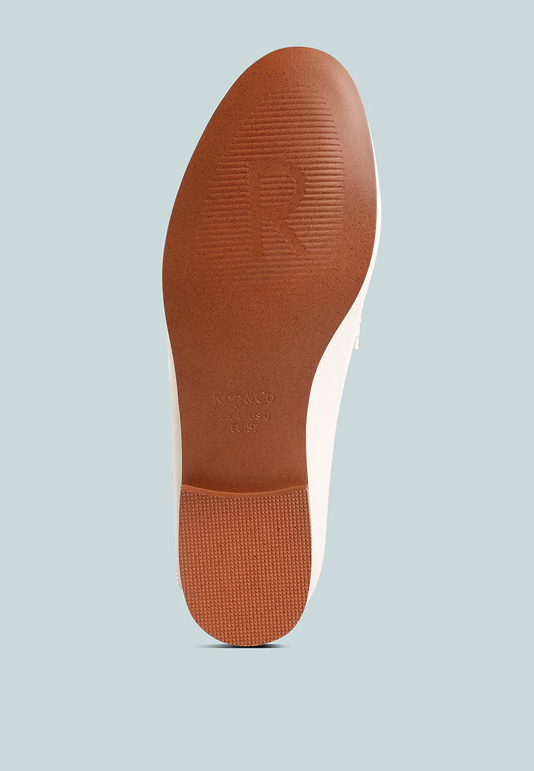 DARETH Horsebit Flat Heel Loafers in Off White - Image 7