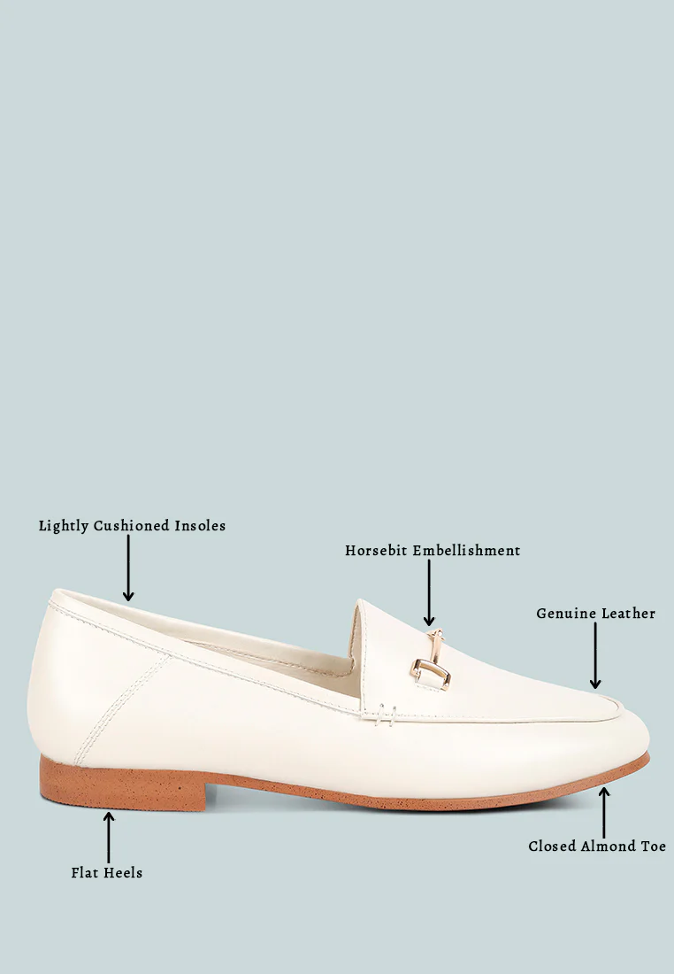 DARETH Horsebit Flat Heel Loafers in Off White - Image 8