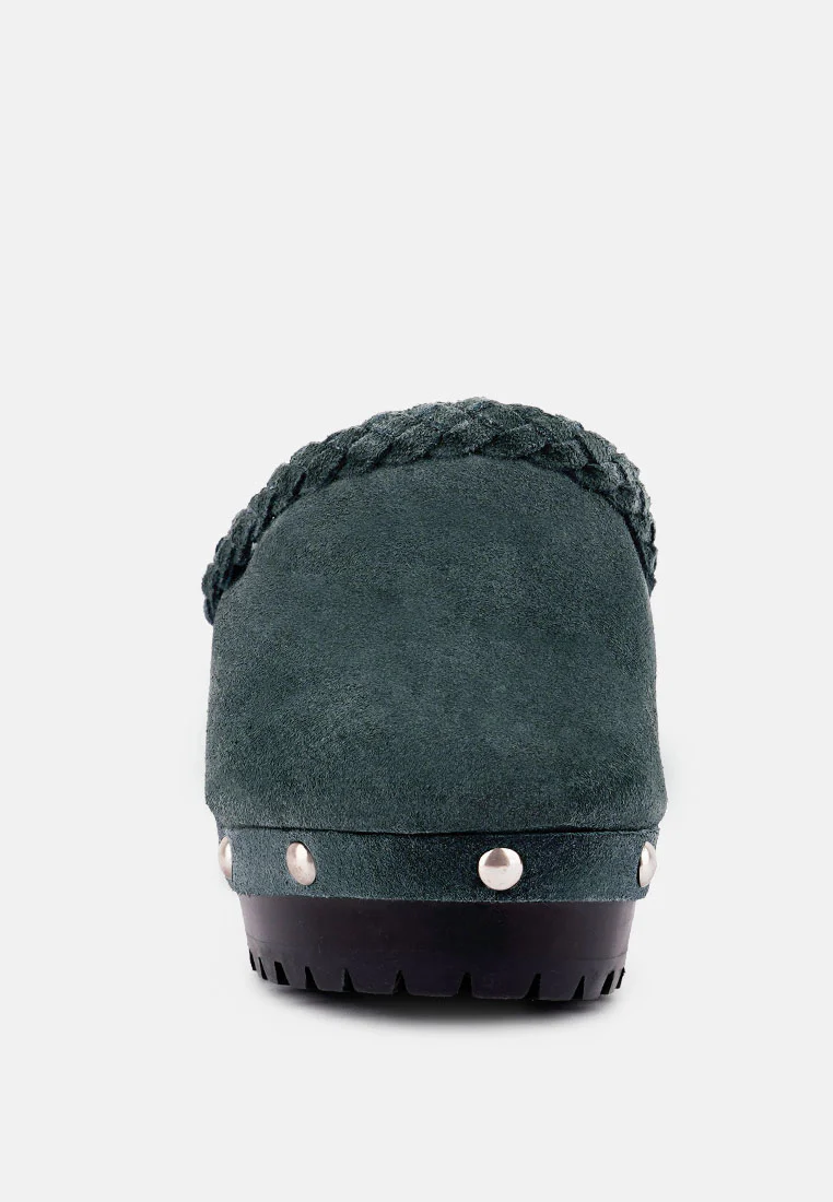 INCA Grey Fine Suede Leather Clogs - Image 3