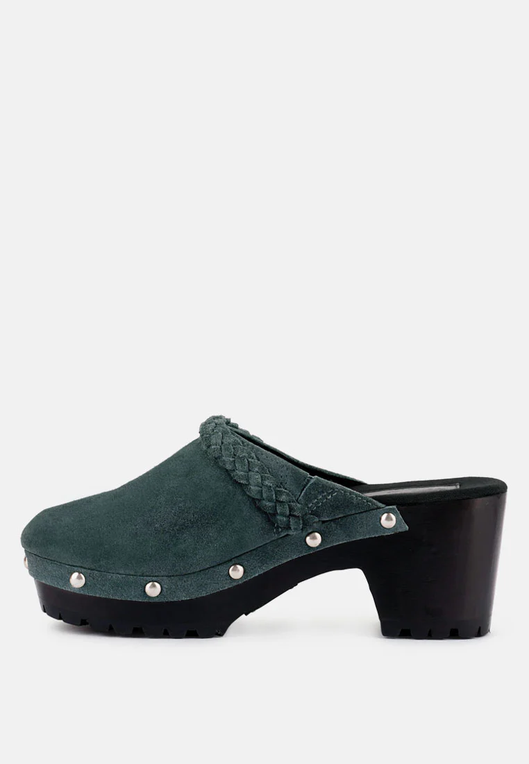 INCA Grey Fine Suede Leather Clogs - Image 4