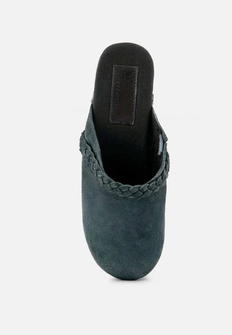 INCA Grey Fine Suede Leather Clogs - Image 6