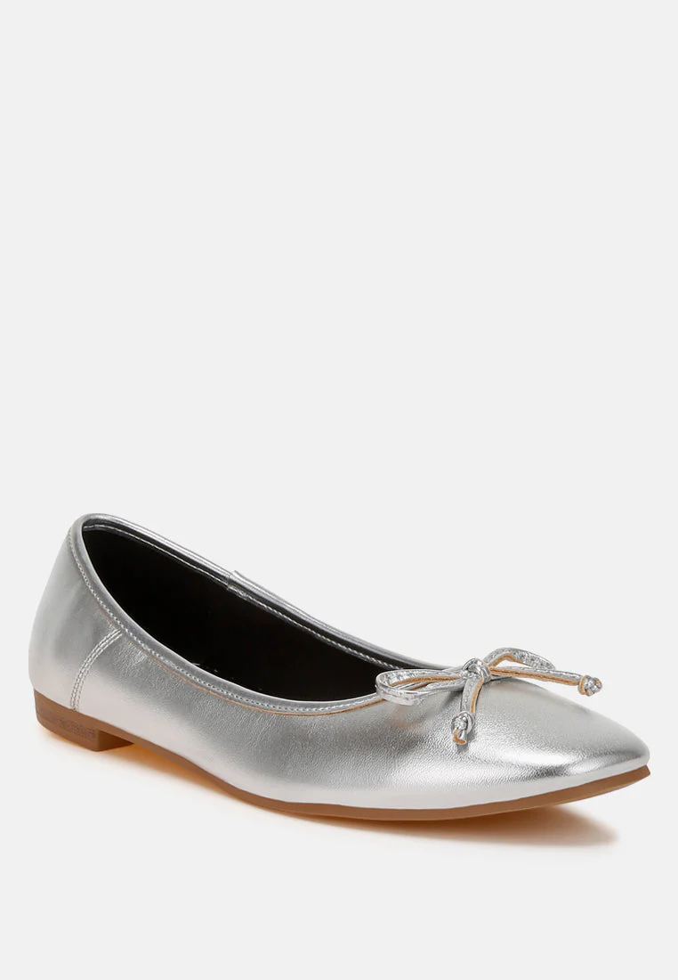 Ipara Bow Detail Metallic Ballerinas - Image 10