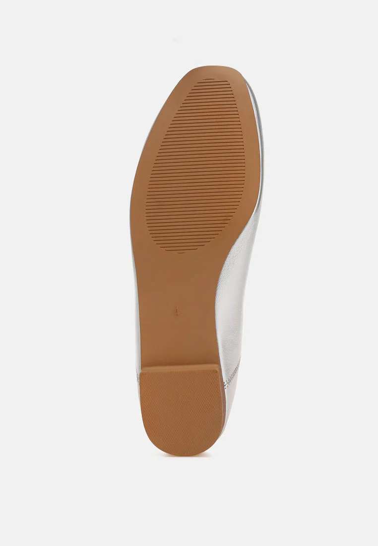 Ipara Bow Detail Metallic Ballerinas - Image 13