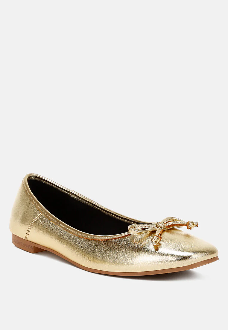 Ipara Bow Detail Metallic Ballerinas - Image 3