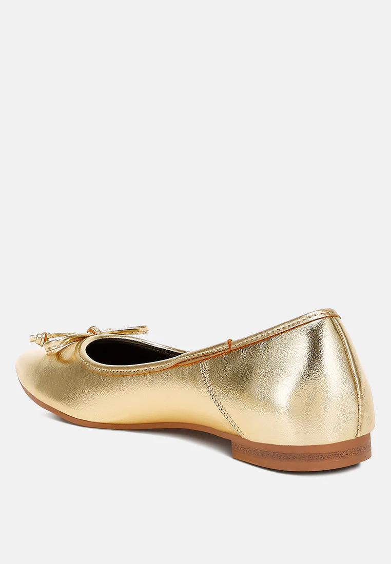 Ipara Bow Detail Metallic Ballerinas - Image 4