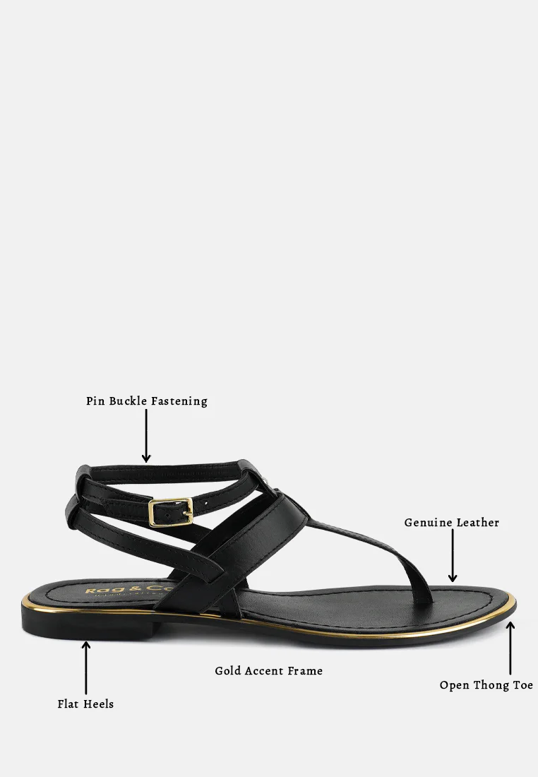 IRENE Black Flat Thong Sandals - Image 8