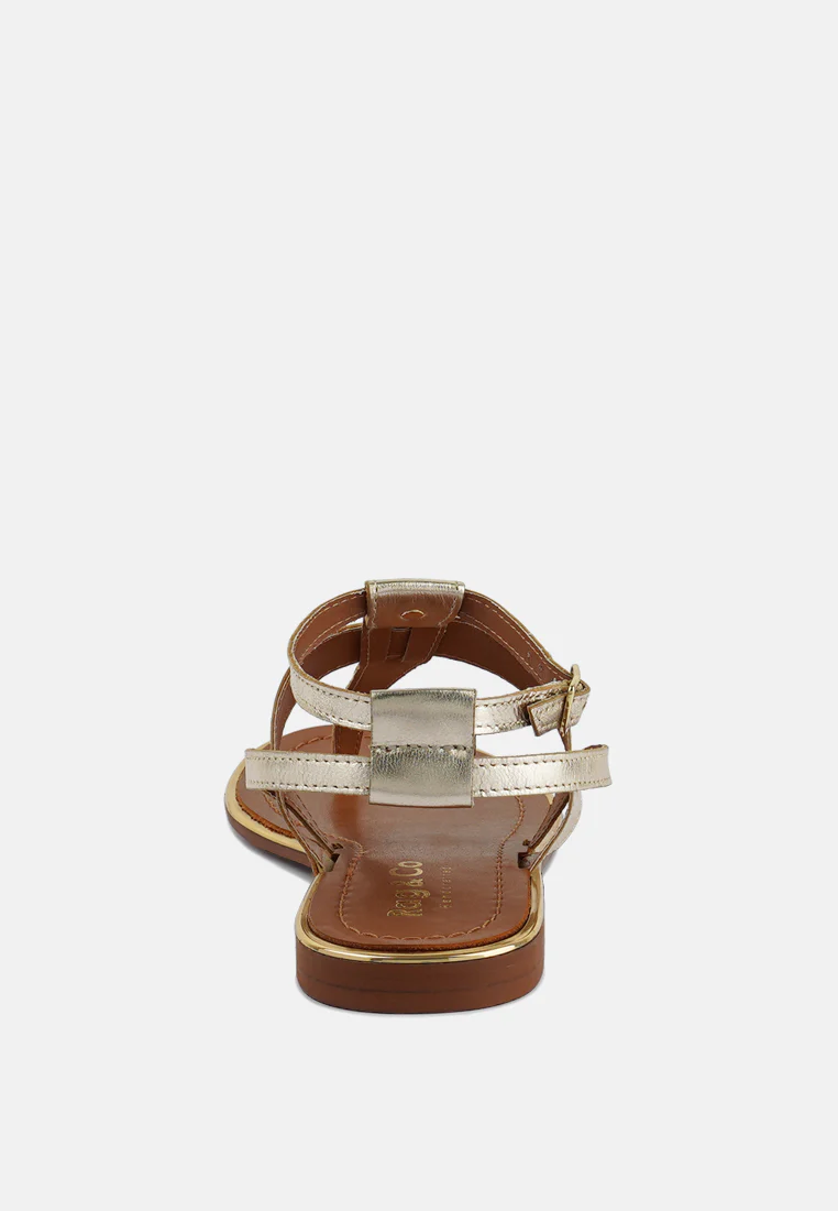 IRENE Gold Flat Thong Sandals - Image 5