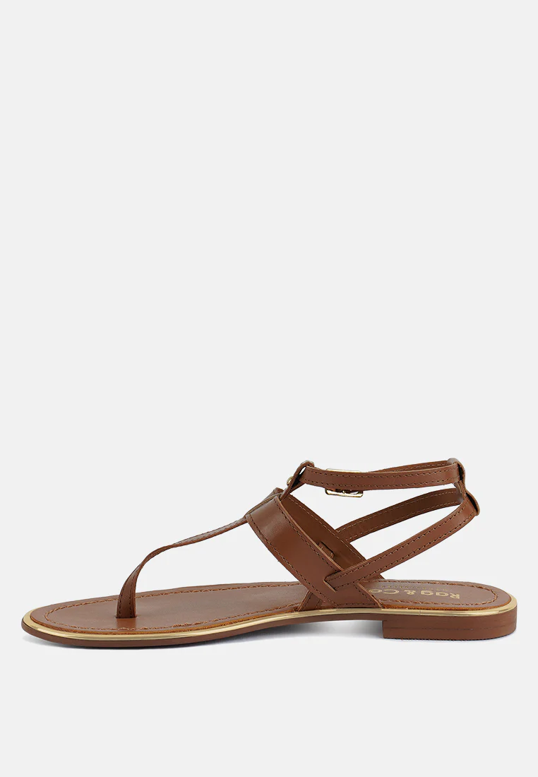 IRENE Tan Flat Thong Sandals - Image 4