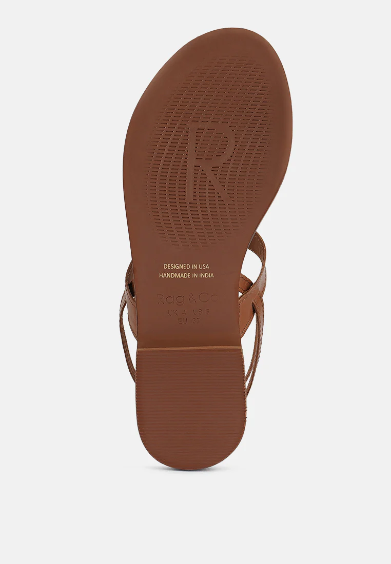 IRENE Tan Flat Thong Sandals - Image 7