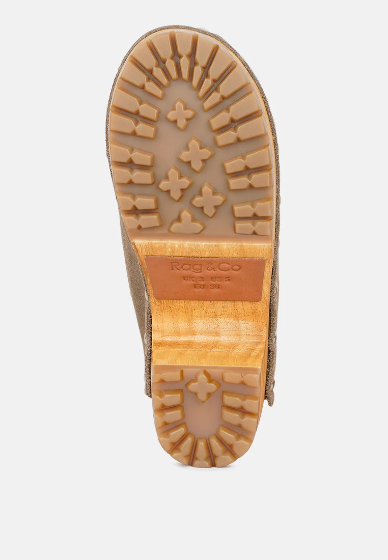 IROKO Taupe Suede Tie Detail Stud Clogs - Image 6