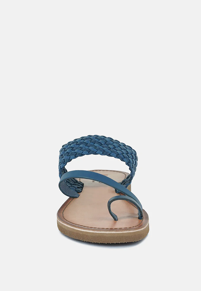 ISIDORA Blue Braided Leather Flat Sandal - Image 3