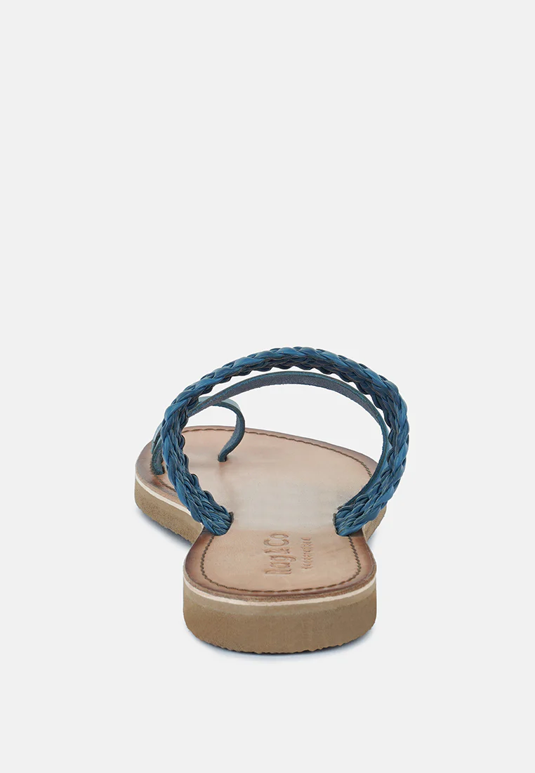 ISIDORA Blue Braided Leather Flat Sandal - Image 5