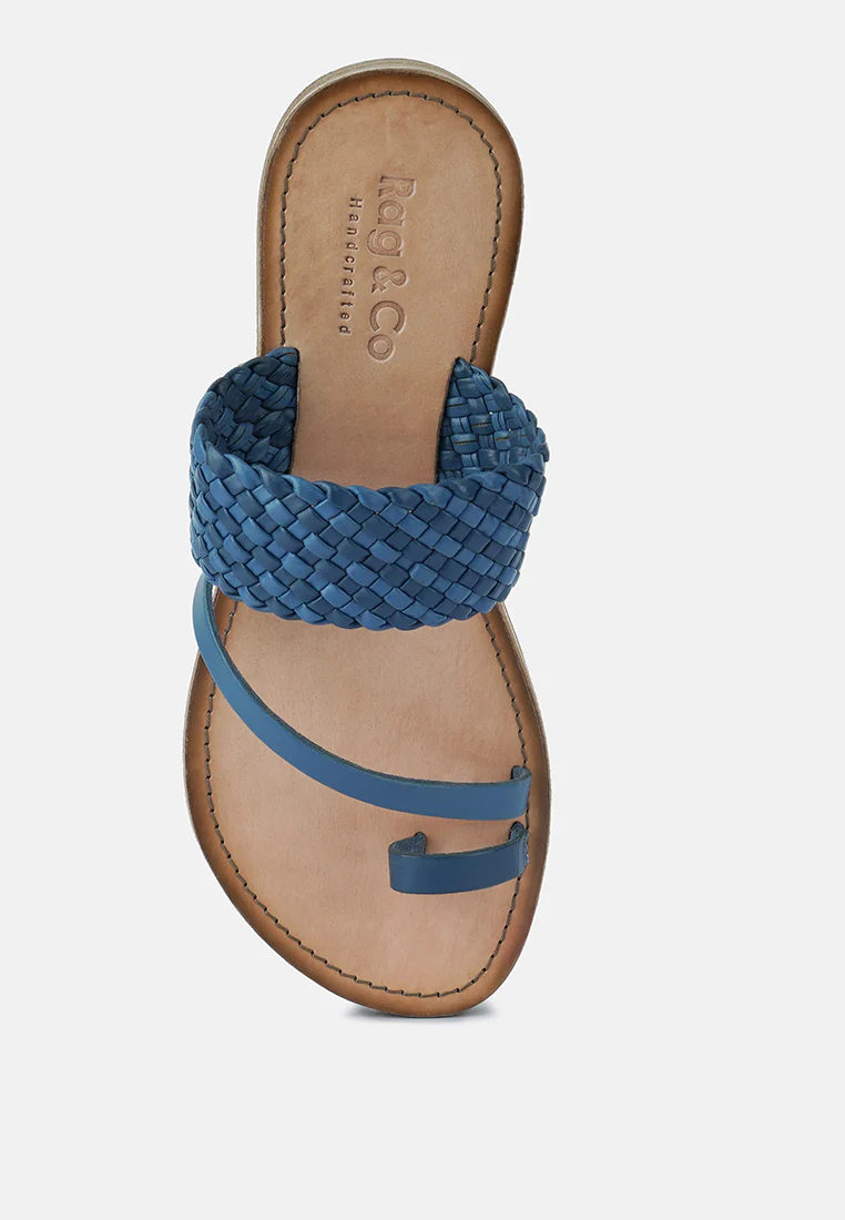 ISIDORA Blue Braided Leather Flat Sandal - Image 6