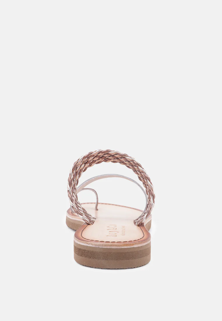 ISIDORA Bronze Braided Leather Flat Sandal - Image 5
