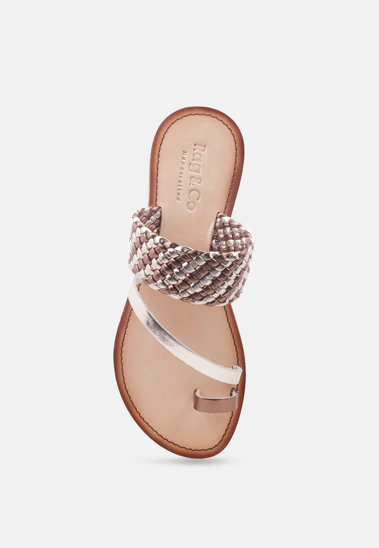 ISIDORA Bronze Braided Leather Flat Sandal - Image 7