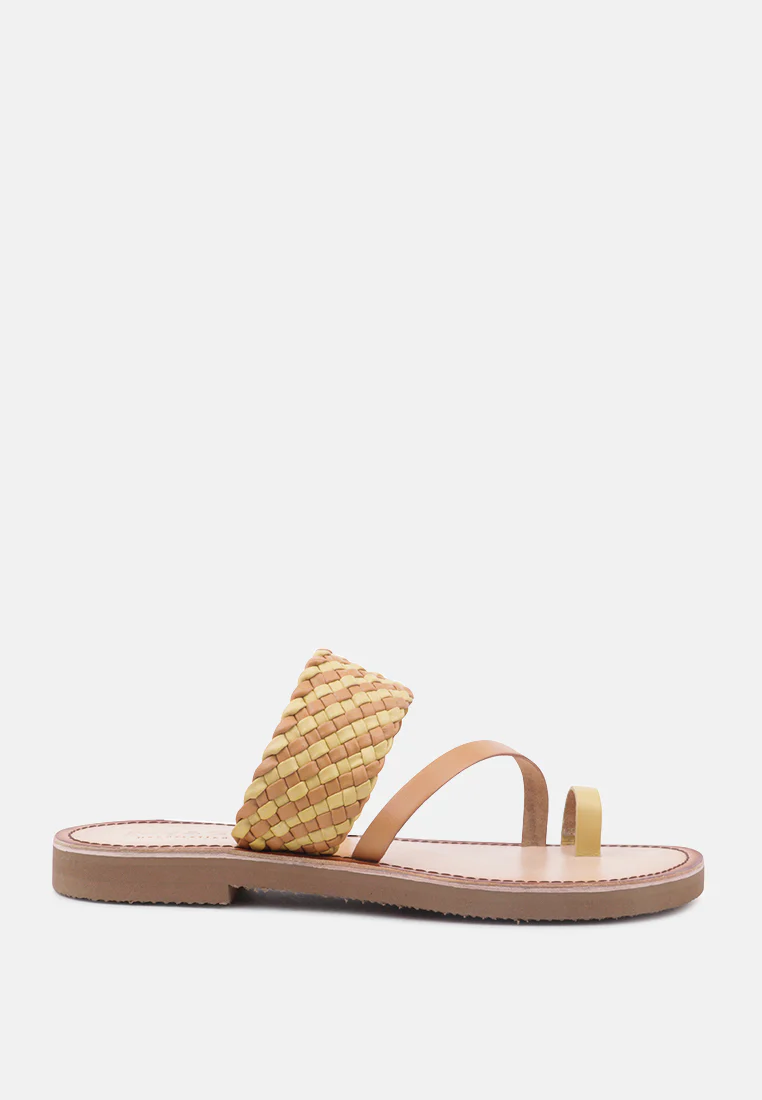 ISIDORA Mustard Braided Leather Flat Sandal - Image 2
