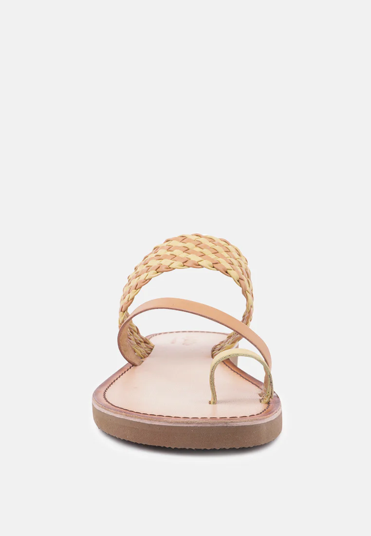 ISIDORA Mustard Braided Leather Flat Sandal - Image 3