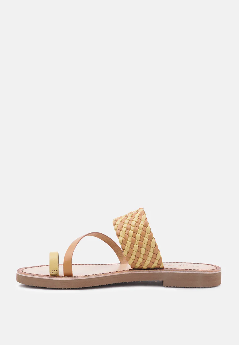 ISIDORA Mustard Braided Leather Flat Sandal - Image 4