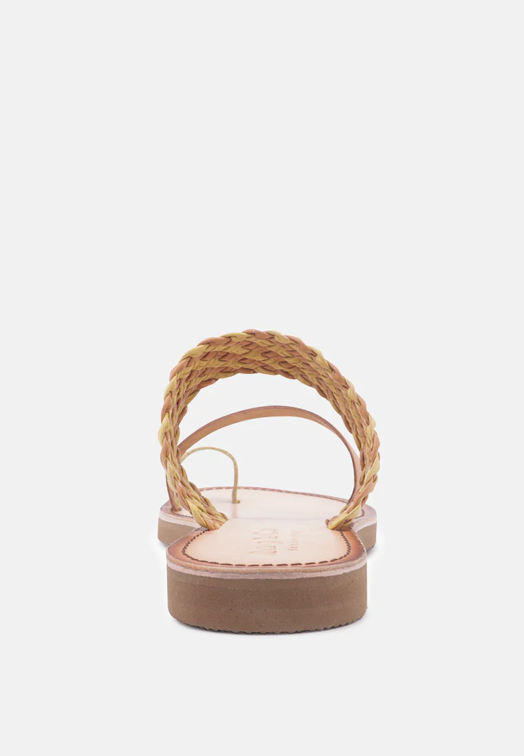 ISIDORA Mustard Braided Leather Flat Sandal - Image 5