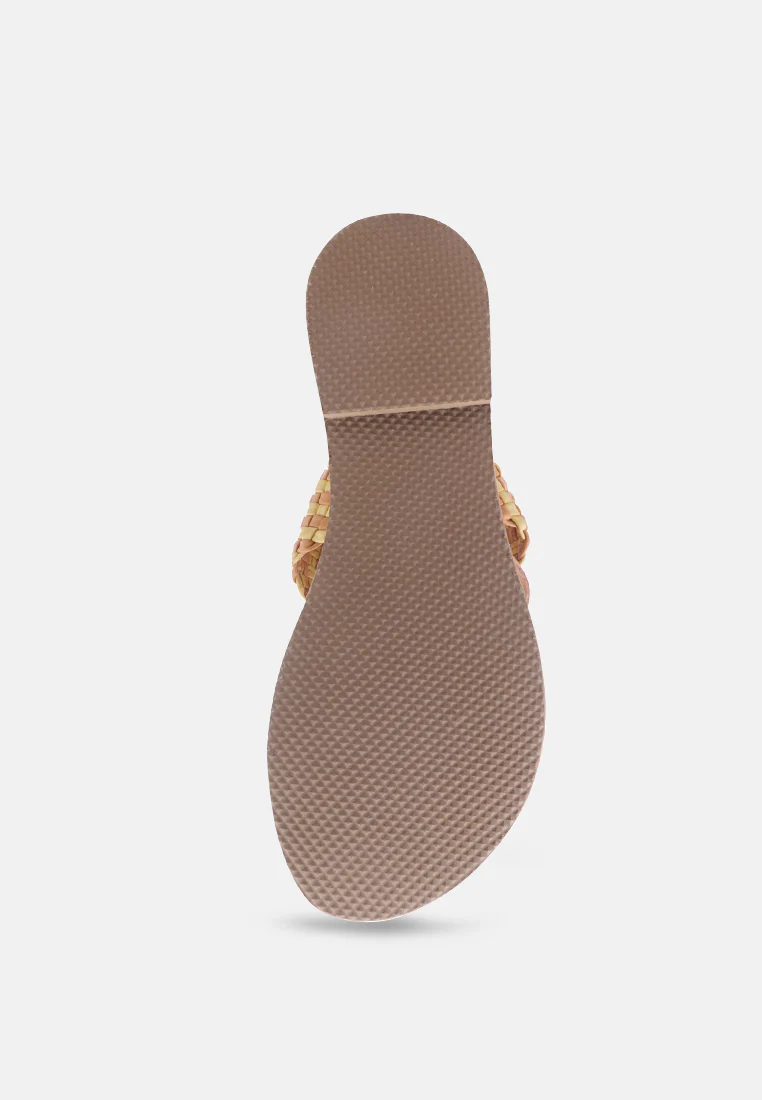 ISIDORA Mustard Braided Leather Flat Sandal - Image 6