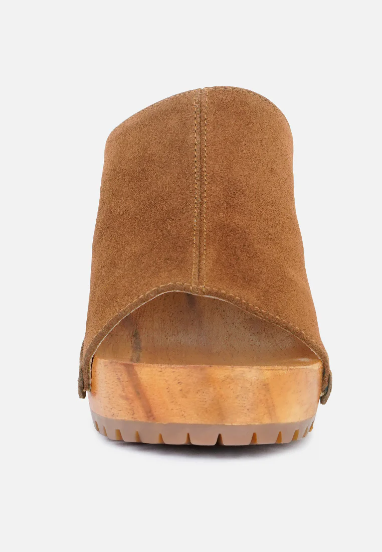 JARRAH Tan Suede Slide Clogs - Image 3