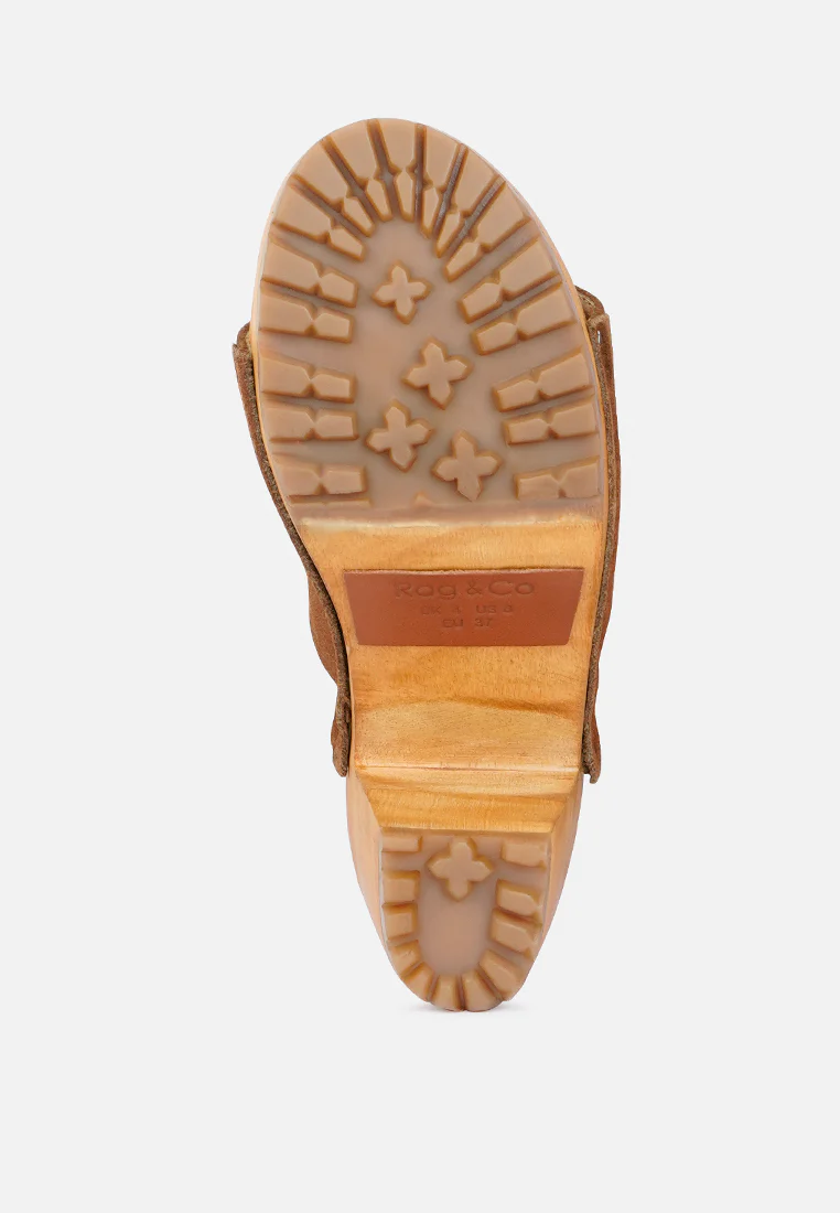 JARRAH Tan Suede Slide Clogs - Image 6