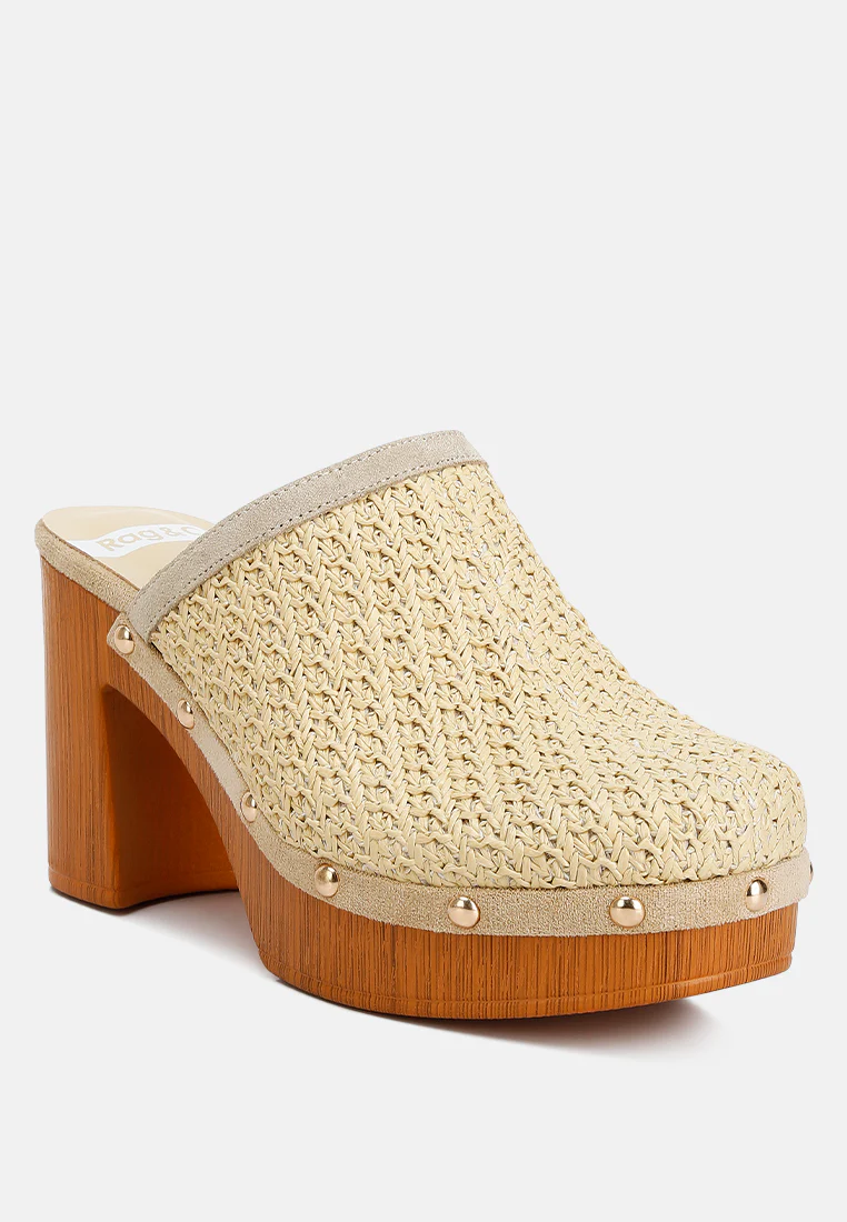 Jeydena Raffia Platform Clogs In Natural - Image 2